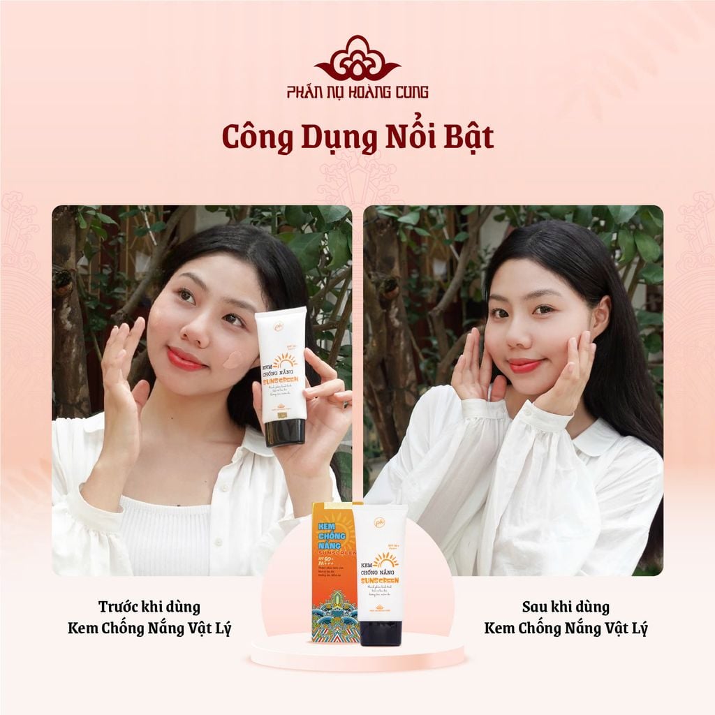 Kem Chống Nắng Vật Lý SPF50+ PA+++ Dưỡng Da Kiềm Dầu 60G - Phấn Nụ Hoàng Cung
