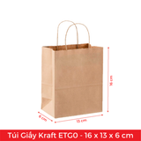  ETG0 - 16x13x6 cm - Túi Giấy Kraft Màu Nâu 