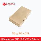  ED3 - 30x20x2.5 cm - Hộp carton dẹt nắp gài 