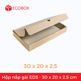  ED3 - 30x20x2.5 cm - Hộp carton dẹt nắp gài 