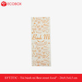  EFT2T3C - Túi bánh mì trắng in cam - "Best street food" - 24x9,5x4,5 cm 