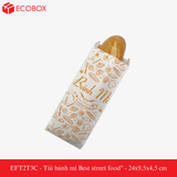  EFT2T3C - Túi bánh mì trắng in cam - "Best street food" - 24x9,5x4,5 cm 