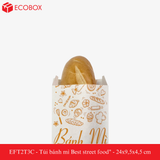  EFT2T3C - Túi bánh mì trắng in cam - "Best street food" - 24x9,5x4,5 cm 