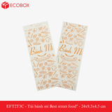  EFT2T3C - Túi bánh mì trắng in cam - "Best street food" - 24x9,5x4,5 cm 
