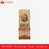  EFT2N7DD - Túi bánh mì nâu in đỏ đen - "Cô gái" - 24x9,5x4,5 cm 
