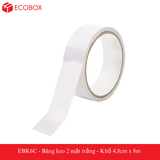  EBK6C - Băng keo 2 mặt trắng - Khổ 4,8cm x 8m 