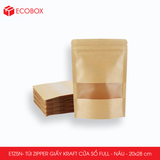  ETZ5N - 20x28cm - Túi Zipper giấy Kraft cửa sổ full - Nâu 
