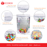  ETZ7B - 25x35cm - Túi Zipper nhôm ghép - Bạc 