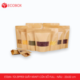  ETZ6N - 22x32cm - Túi Zipper giấy Kraft cửa sổ full - Nâu 