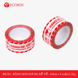  EBK3D - 4.8cm - Block 6 cuộn/1.2kg - Băng keo HÀNG DỄ VỠ màu đỏ trắng 