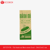  EFT2V5X - Túi bánh mì vàng in xanh - "Best street food" - 24x9,5x4,5 cm 