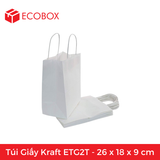  ETG2T - 26x18x9 cm - Túi Giấy Kraft Màu Trắng 