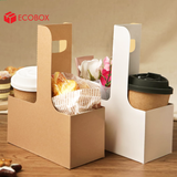  EKQ1T - Khay giấy hai ngăn có quai xách - Trắng - 17.5x8x9 cm 