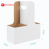  EKQ1T - Khay giấy hai ngăn có quai xách - Trắng - 17.5x8x9 cm 