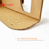  EKQ1N - Khay giấy hai ngăn có quai xách - Nâu - 17.5x8x9 cm 