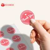  EDTT06 - Decal Thank You tròn - Đỏ - In trắng - 2.5cm [50 cái/pack] 