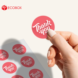  EDTT07 - Decal Thank You tròn - Đỏ - In trắng - 2.5cm [50 cái/pack] 