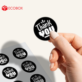  EDTT08 - Decal Thank You tròn - Đen - In trắng - 2.5cm [50 cái/pack] 