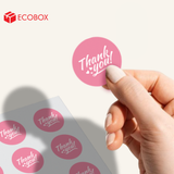  EDTT10 - Decal Thank You tròn - Hồng - In trắng - 2.5cm [50 cái/pack] 