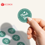  EDTT12 - Decal Thank You tròn -Xanh lá - In trắng - 2.5cm [50 cái/pack] 