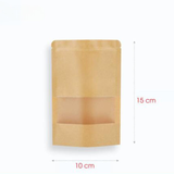  ETZ1N - 10x15cm - Túi Zipper giấy Kraft cửa sổ full - Nâu 