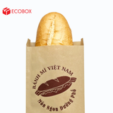  EFT1N1NN - Túi bánh mì nâu in nâu đỏ - "Xe bánh mì" - 24x10x4 cm 