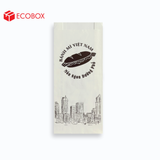  EFT1T1N - Túi bánh mì trắng in nâu - "Xe bánh mì" - 24x10x4 cm 