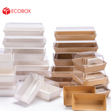  EFHP1N - Hộp giấy kraft thực phẩm - Nắp PET - Nâu - 10.5x10.5x6 cm 
