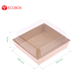  EFHP1N - Hộp giấy kraft thực phẩm - Nắp PET - Nâu - 10.5x10.5x6 cm 