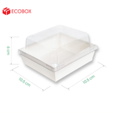  EFHP1T - Hộp giấy kraft thực phẩm - Nắp PET - Trắng - 10.5x10.5x6 cm 