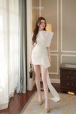  Váy trắng ngắn vạt to tà dài CASLITADEMINHTHANH 
