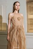  Váy voan nude dài cổ yếm XYBYMY XY 