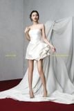  Váy trắng ngắn chân váy nhún LANEJT 