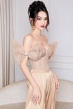  Set nude tay đính nơ áo S quần XS GLAMDOLL 