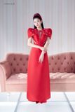  Áo dài đỏ tay phồng khoét eo LAM KHUE 