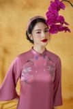 Áo dài tím hoa cỏ quần xanh MADDY HATE ROSE 