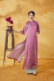  Áo dài tím hoa cỏ quần xanh MADDY HATE ROSE 