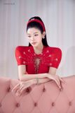  Áo dài đỏ tay phồng khoét eo LAM KHUE 