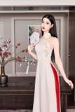  Áo dài yếm nude đính hoa cổ GLAMDOLL 