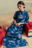  Áo dài xanh dương quần hồng DINGDANG 