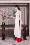  Áo dài yếm nude đính hoa cổ GLAMDOLL 