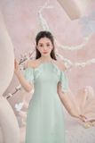  Áo dài xanh mint trễ vai áo S quần M FLANE 