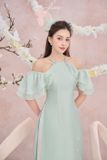  Áo dài xanh mint trễ vai áo S quần M FLANE 