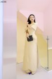  Áo dài vàng kem nơ lệch vai MACHERIE 
