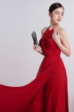  W - Áo dài đỏ cổ yếm BYDI 