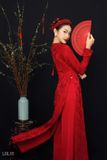  W - Áo dài đỏ gấm LALIN 