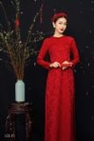  W - Áo dài đỏ gấm LALIN 