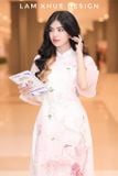  W - Áo dài hồng thêu công LAM KHUÊ 