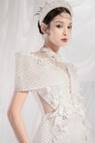  W - Áo dài trắng ren LAM KHUÊ 