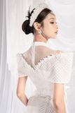  W - Áo dài trắng ren LAM KHUÊ 